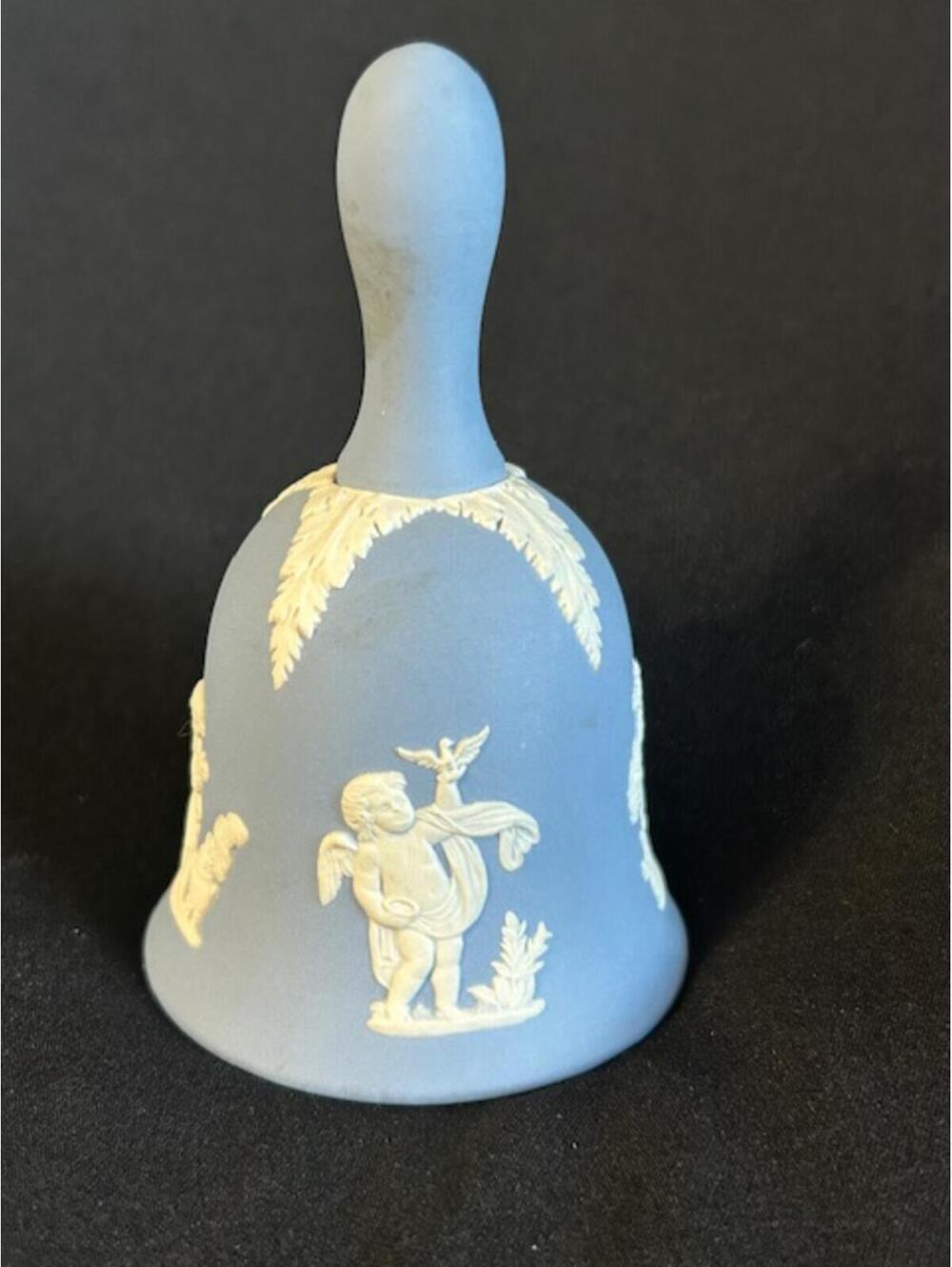 Wedgwood Blue Jasperware Bell with Cherub Motif